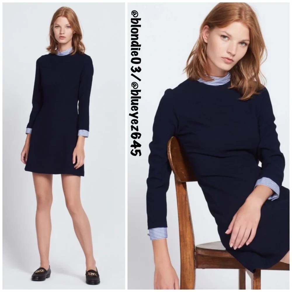 Sandro “Gigi” blue crepe dress 3(US L) - Picture 2 of 6